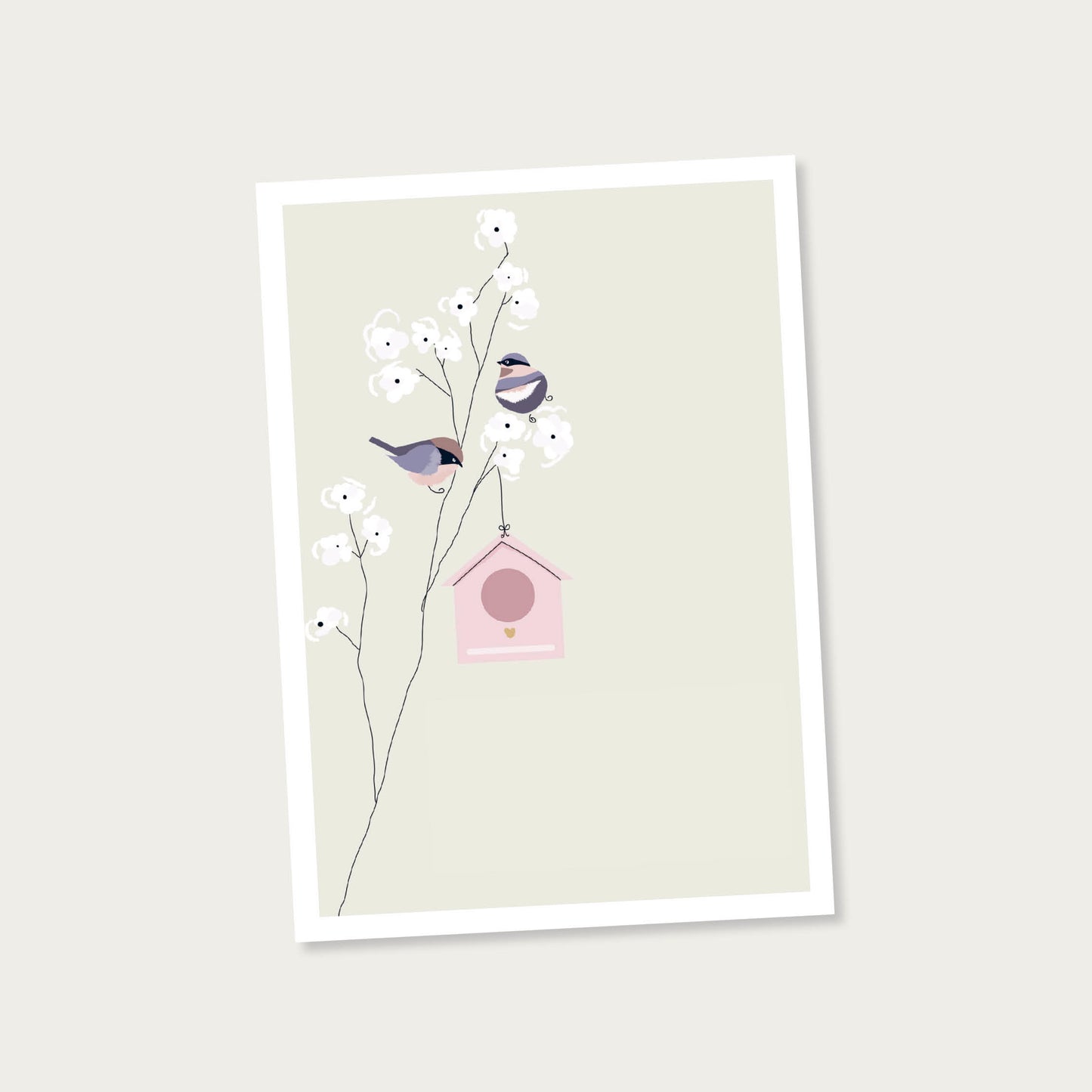 Dubbele kaart met vogelhuisje