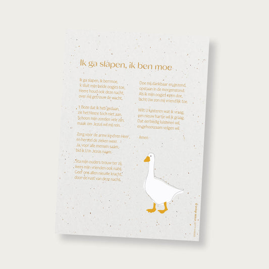 Poster Ik ga slapen ik ben moe met gansje (neutraal)