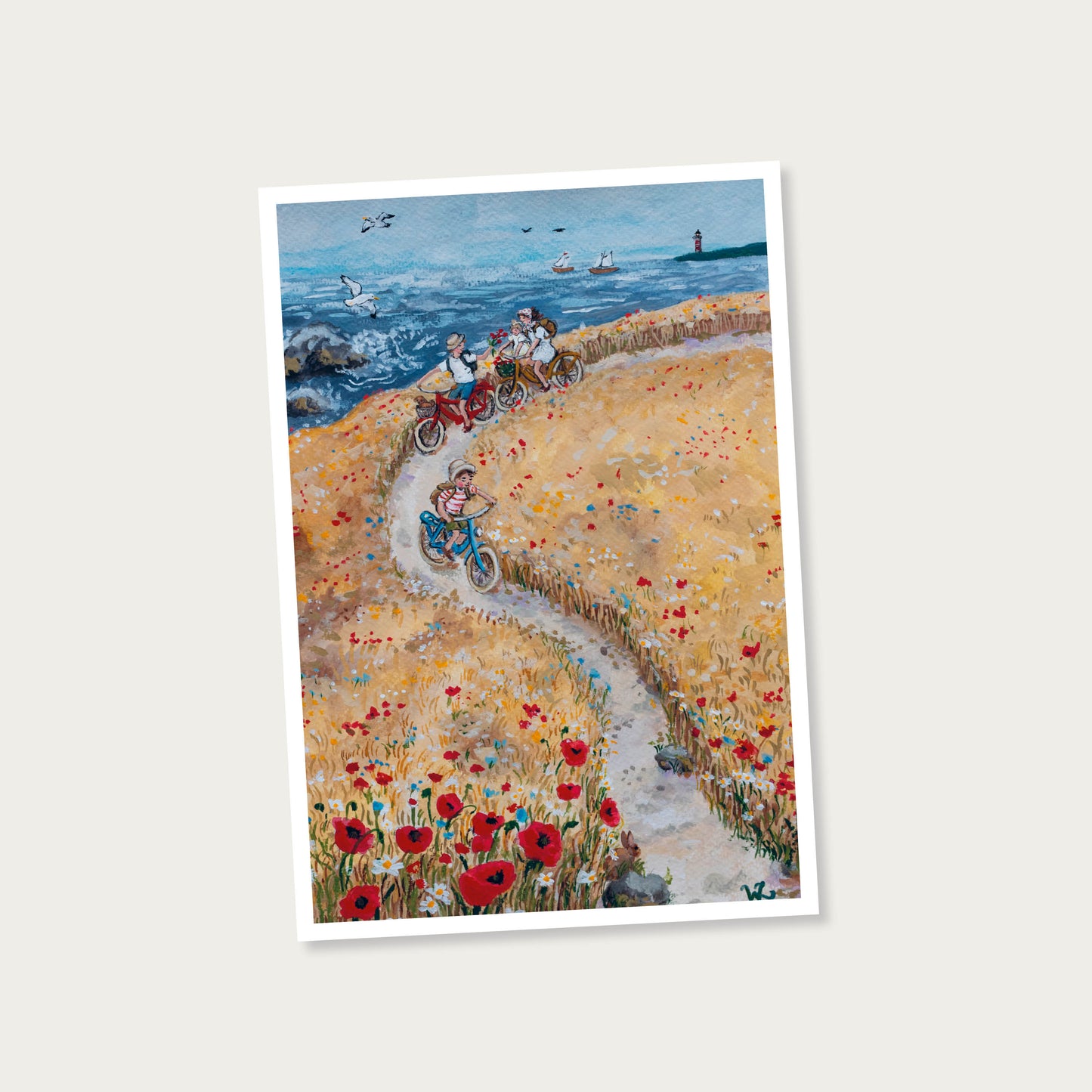 Ansichtkaart Fietsen aan zee