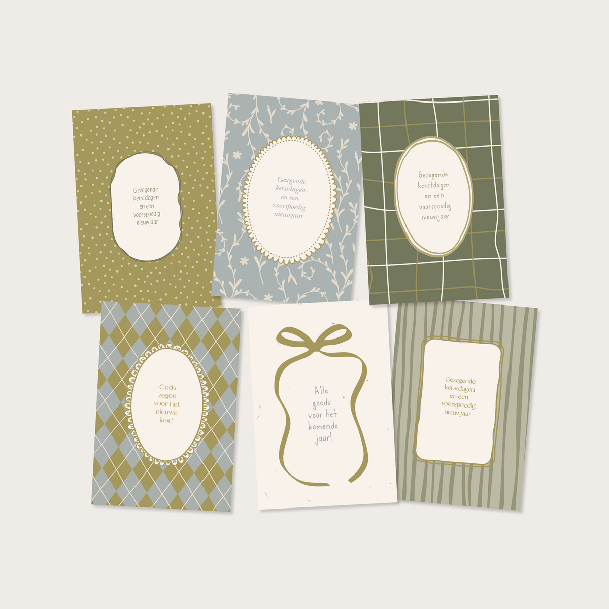 Set kerstkaarten groen (6 stuks)