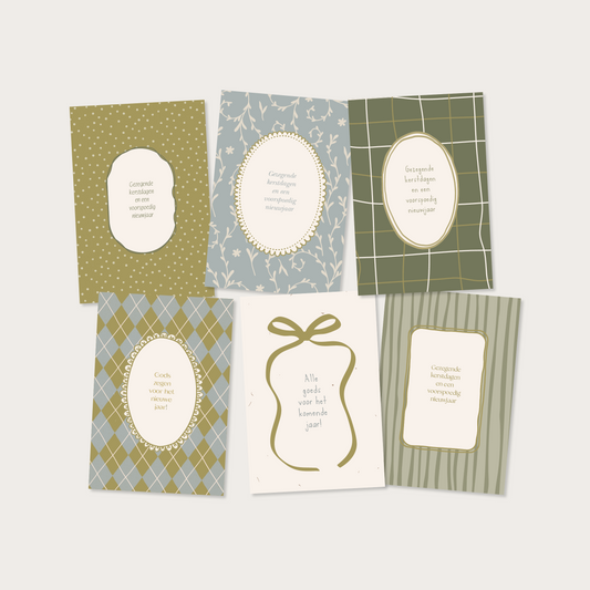 Set kerstkaarten groen (6 stuks)