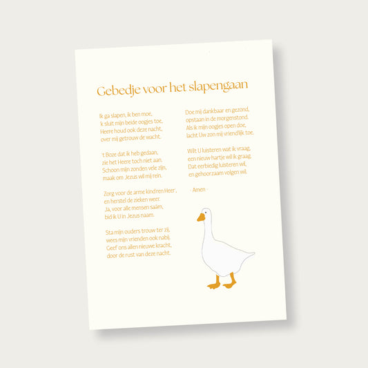Poster Ik ga slapen ik ben moe met gansje (geel)