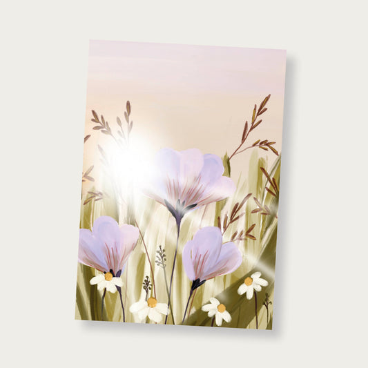 Poster Veldbloemen met zon