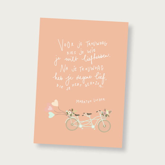 Poster Huwelijk (met tekst van Luther, zalmroze)
